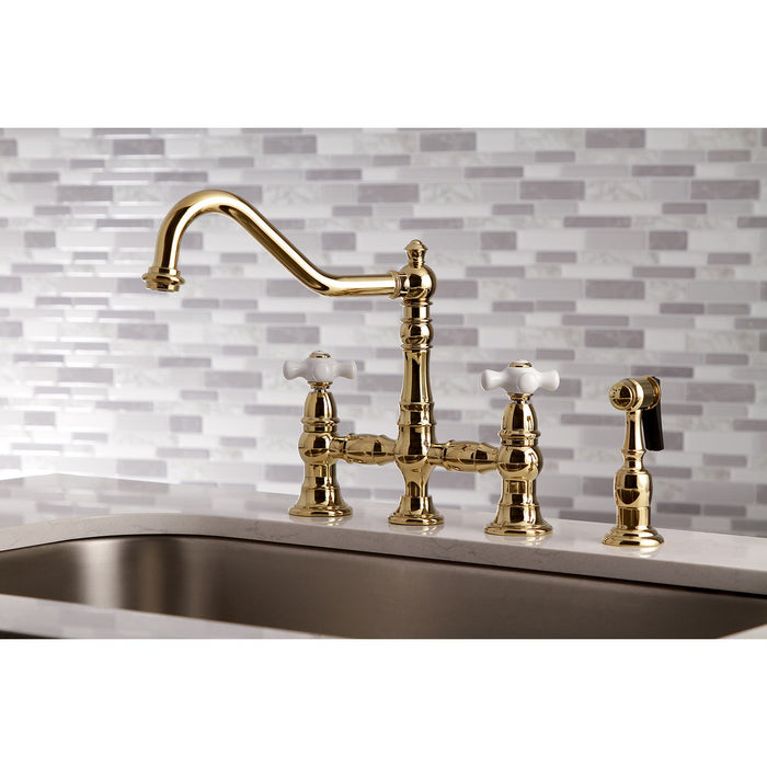 Polished Brass Bridge Kitchen Faucet KS3272PXBS