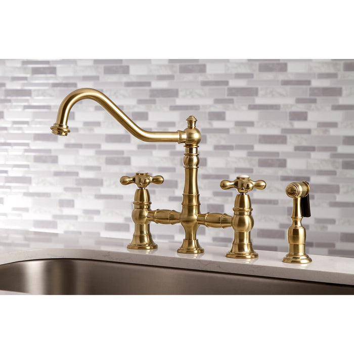 Satin Brass Bridge Kitchen Faucet Feature: KS3277AXBS