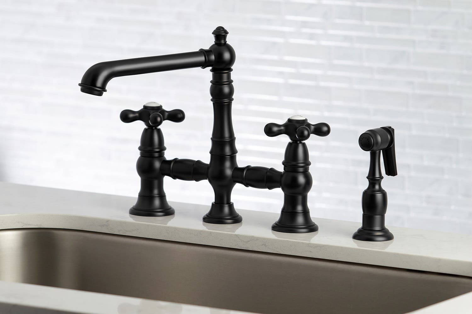 KS7270AXBS Matte Black Bridge Kitchen Faucet