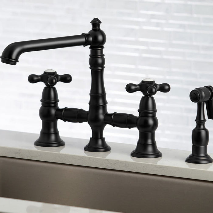 KS7270AXBS Matte Black Bridge Kitchen Faucet