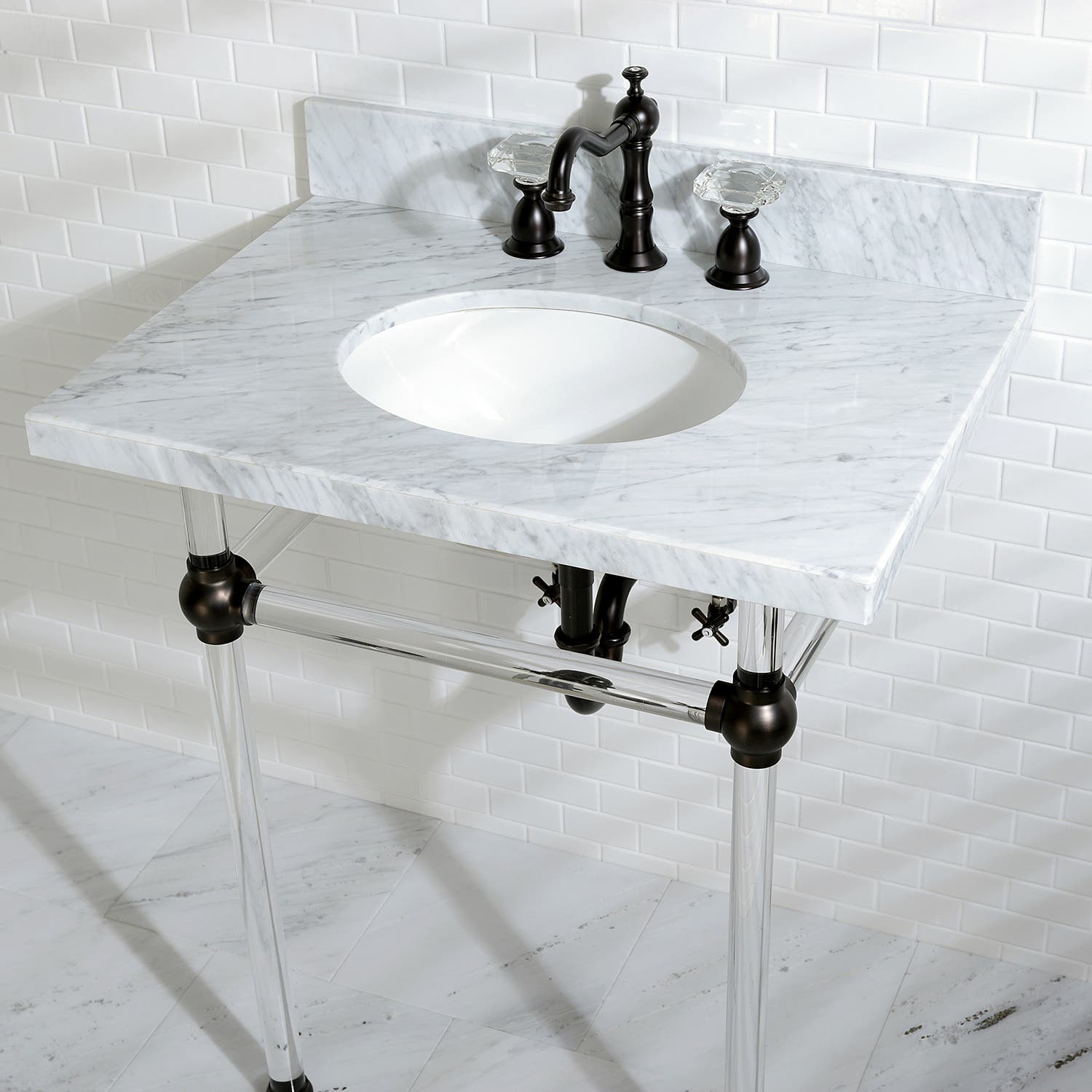 The Bathroom Console Vanity with Oil Rubbed Bronze Adds Sleek Styling to Bathroom, KVPB30MA5