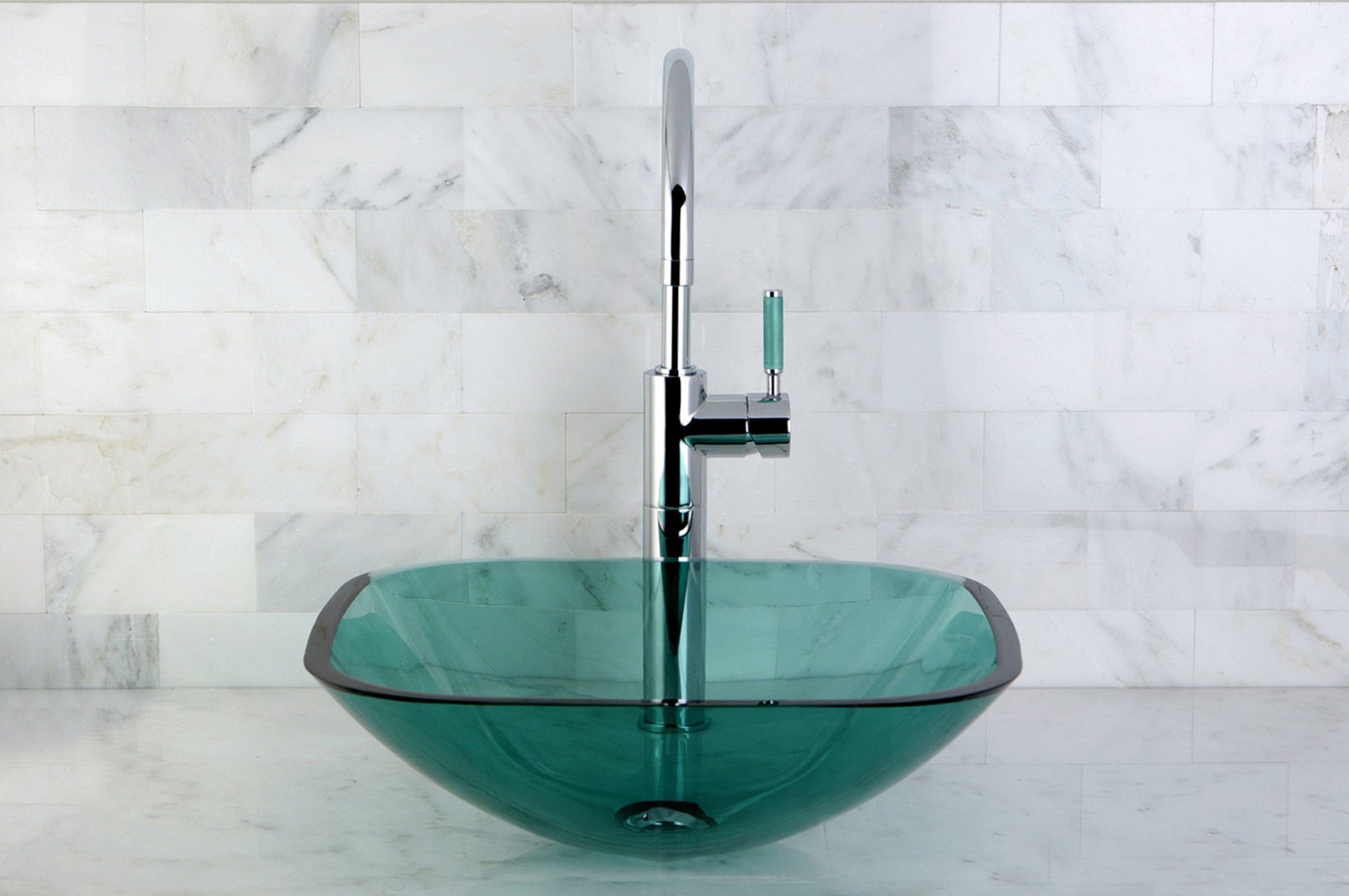 An Ambiance of Serenity Awaits with the Fauceture Vessel Bathroom Sink in Emerald Green, EVSQFG4