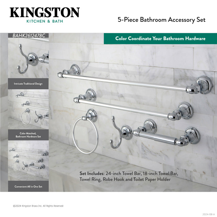 Provence BAHK2612478C 5-Piece Bathroom Hardware Set, Polished Chrome