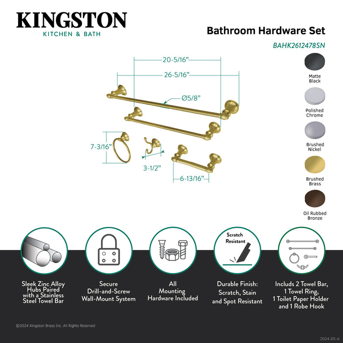 Provence BAHK2612478SN 5-Piece Bathroom Hardware Set, Brushed Nickel