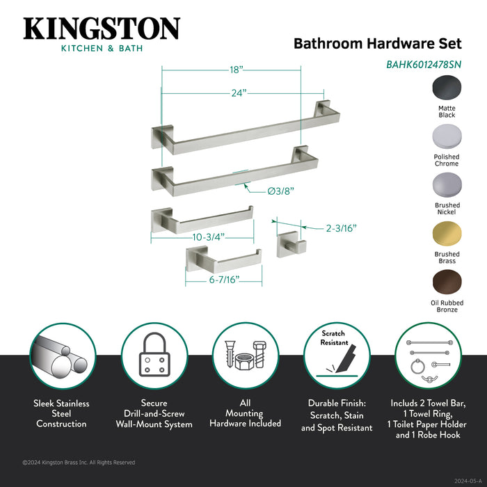 Markus BAHK6012478SN 18-Inch and 24-Inch Towel Bar Bathroom Accessory Set, Brushed Nickel