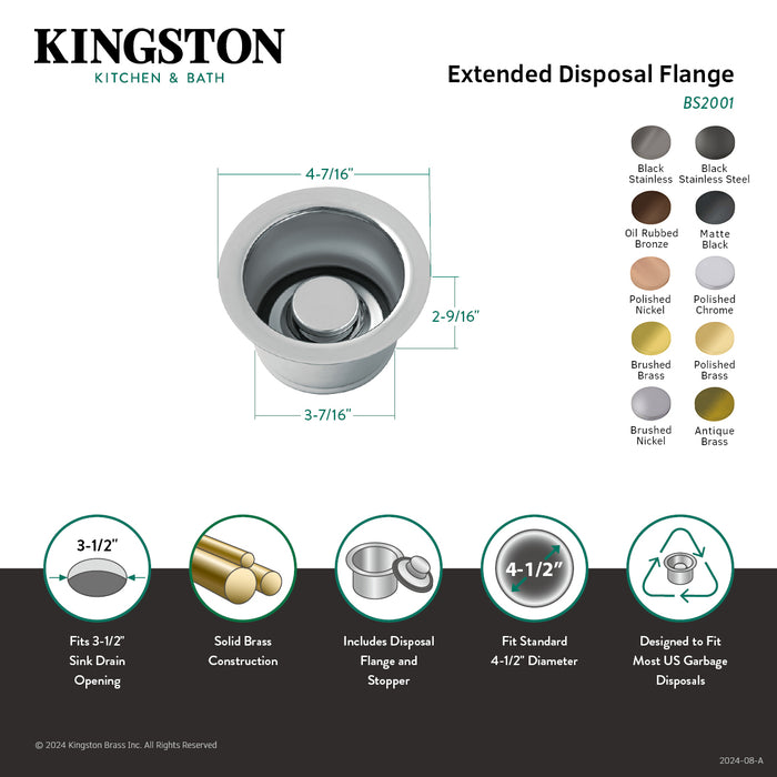 Made To Match BS2001 Extended Disposal Flange, Polished Chrome