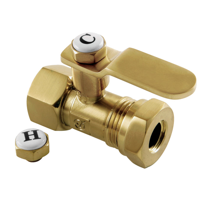 Whitaker CA4415BB 1/2-Inch FIP x 1/2-Inch or 7/16-Inch Slip Joint Quarter-Turn Straight Shut-Off Valve, Brushed Brass