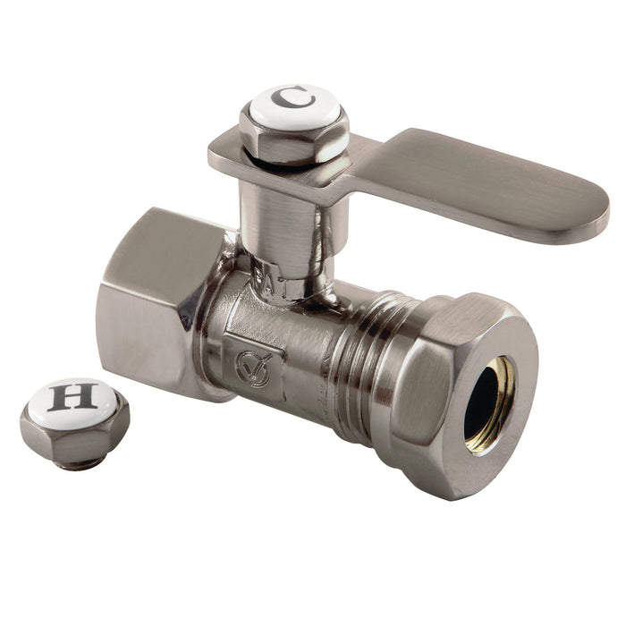 Whitaker CA4415BN 1/2-Inch FIP x 1/2-Inch or 7/16-Inch Slip Joint Quarter-Turn Straight Shut-Off Valve, Brushed Nickel