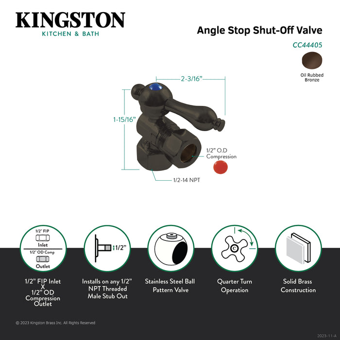 Vintage CC44405 1/2-Inch FIP x 1/2-Inch O.D. Comp Quarter-Turn Angle Shut-Off Valve, Oil Rubbed Bronze