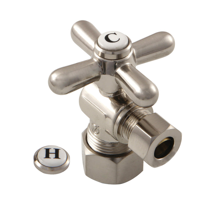 Vintage CC53308X 5/8-Inch O.D. Comp x 3/8-Inch O.D. Comp Quarter-Turn Angle Shut-Off Valve, Brushed Nickel