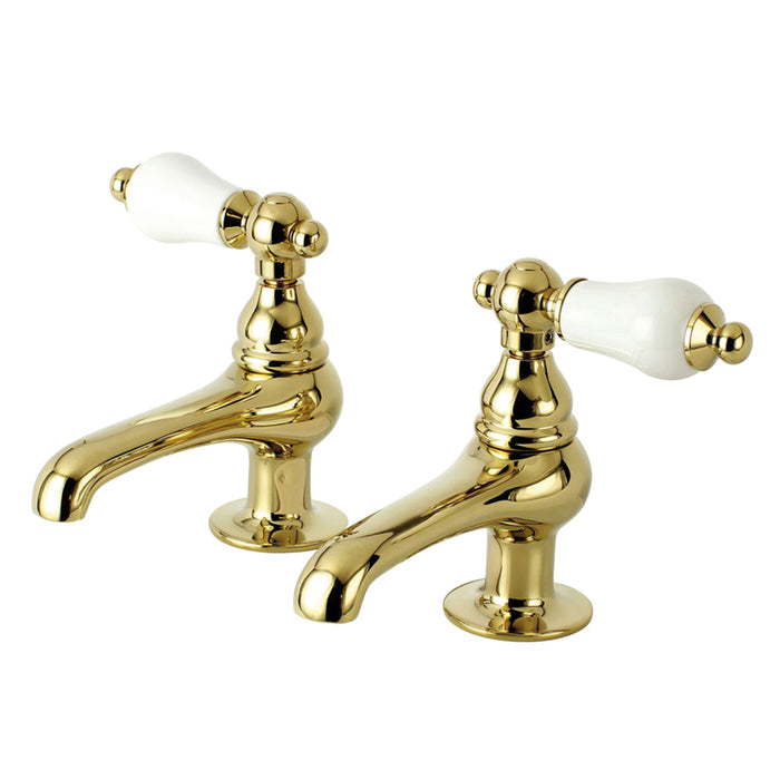 Vintage CC5L2 Two-Handle Deck Mount Basin Tap Faucet, Polished Brass