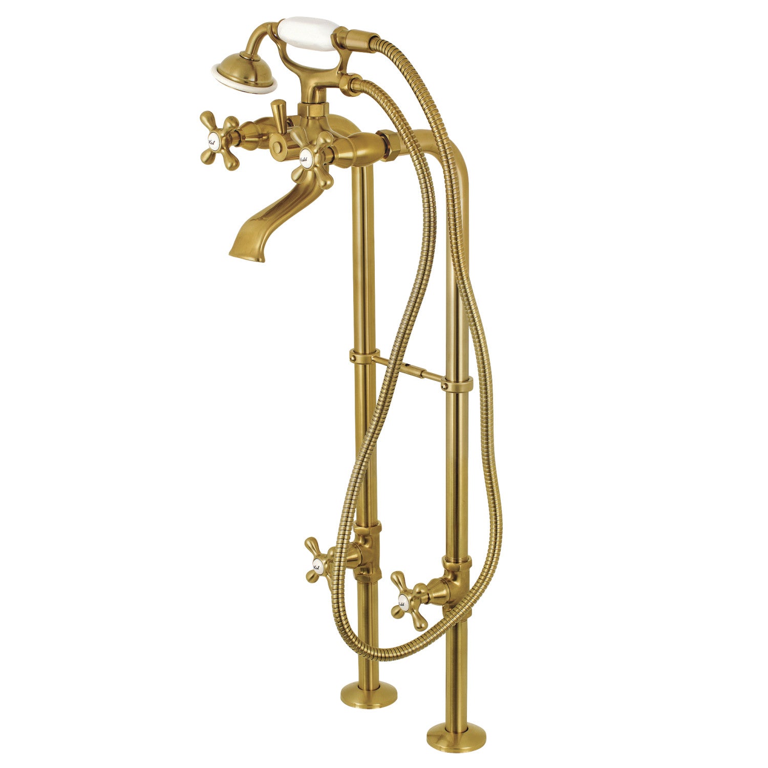 Kingston Brass Kingston CCK266K7 Three-Handle 2-Hole Freestanding Tub  Faucet with Sup
