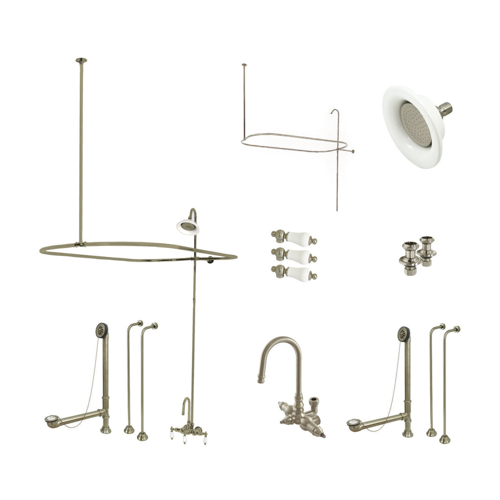 Kingston Satin Nickel Clawfoot Tub Faucet Package w Goose neck