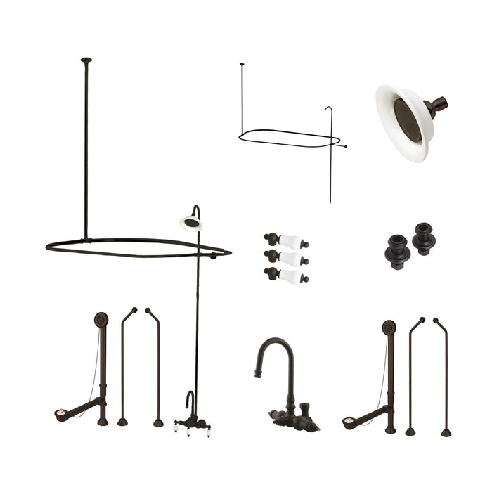 Kingston Brass Vintage Wall Mount Down Spout Clawfoot Tub and Shower Package; Oil Rubbed Bronze