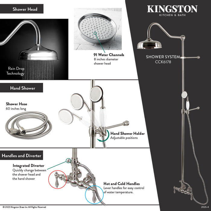 Kingston Brass Ccrca1 Vintage Shower Ring Connector 3 Holes, Polished Chrome