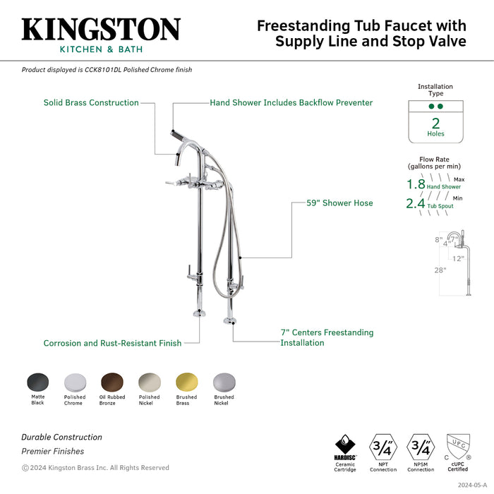 Concord CCK8100DL Freestanding Tub Faucet with Supply Line and Stop Valve, Matte Black