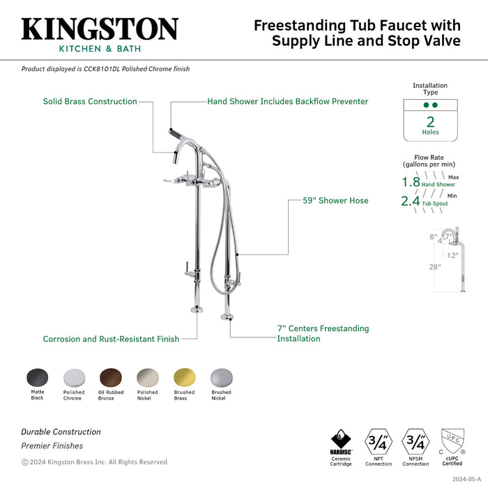 Concord CCK8107DL Freestanding Tub Faucet with Supply Line and Stop Valve, Brushed Brass
