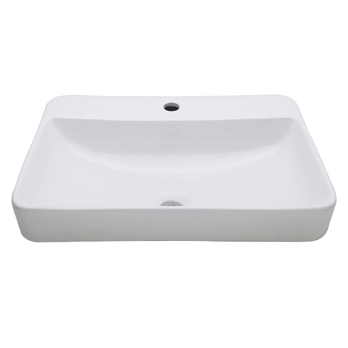 Century EV2318 Ceramic Rectangular Drop-In Bathroom Sink, White