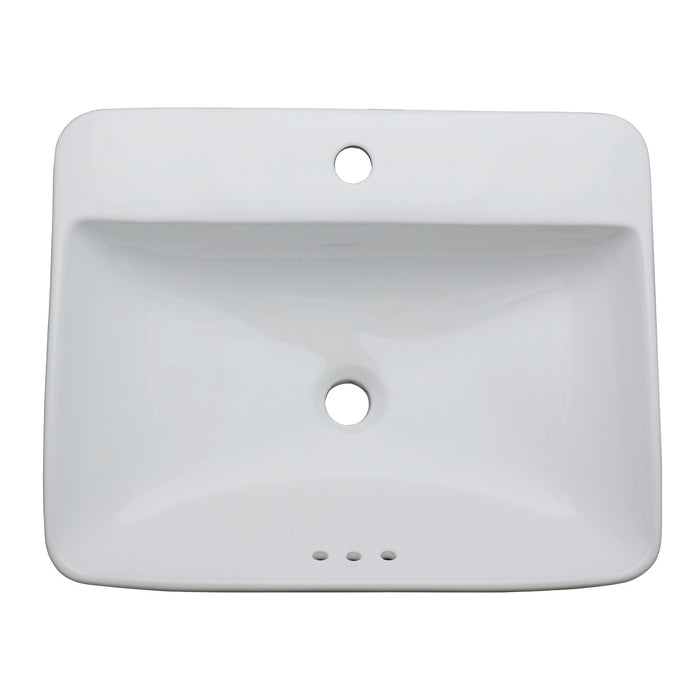 Century EV2318 Ceramic Rectangular Drop-In Bathroom Sink, White