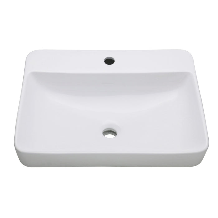 Century EV2318 Ceramic Rectangular Drop-In Bathroom Sink, White