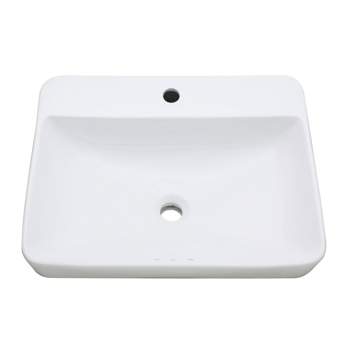 Century EV2318 Ceramic Rectangular Drop-In Bathroom Sink, White