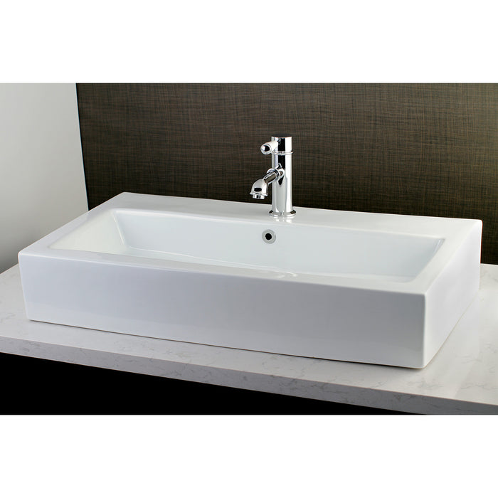 Adelaide EV3217 32-Inch Porcelain Rectangular Vessel Sink (Single-Hole), White