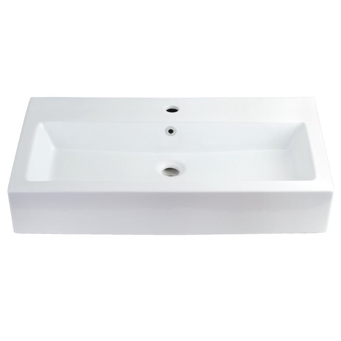 Adelaide EV3217 32-Inch Porcelain Rectangular Vessel Sink (Single-Hole), White