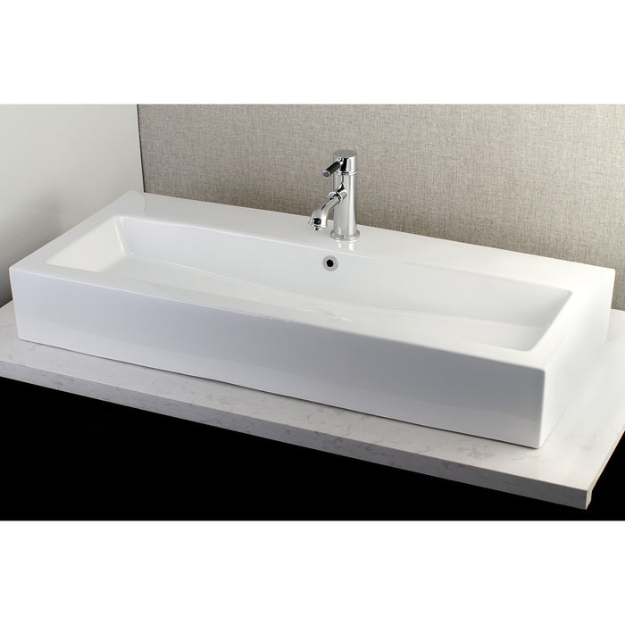 Anne EV3917 39-Inch Porcelain Rectangular Vessel Sink (Single-Hole), White