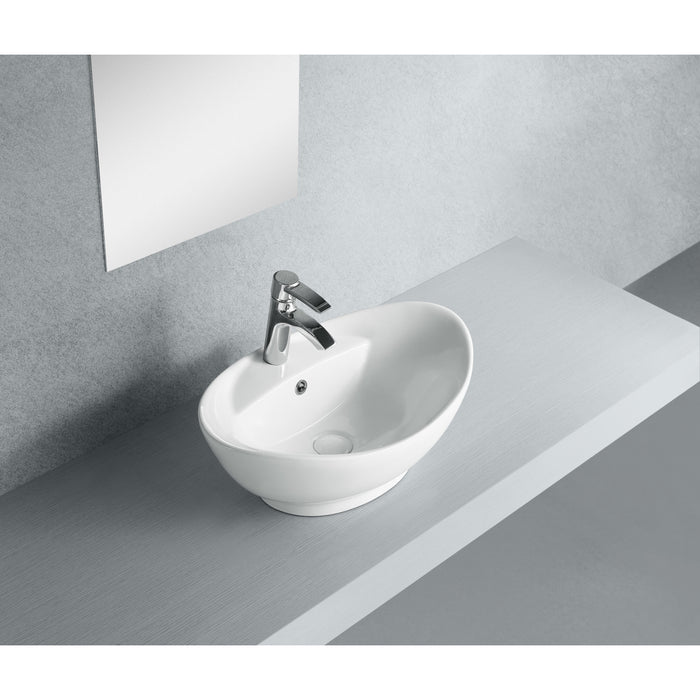 Harmon EV4080 Ceramic Oval Vessel Sink, White