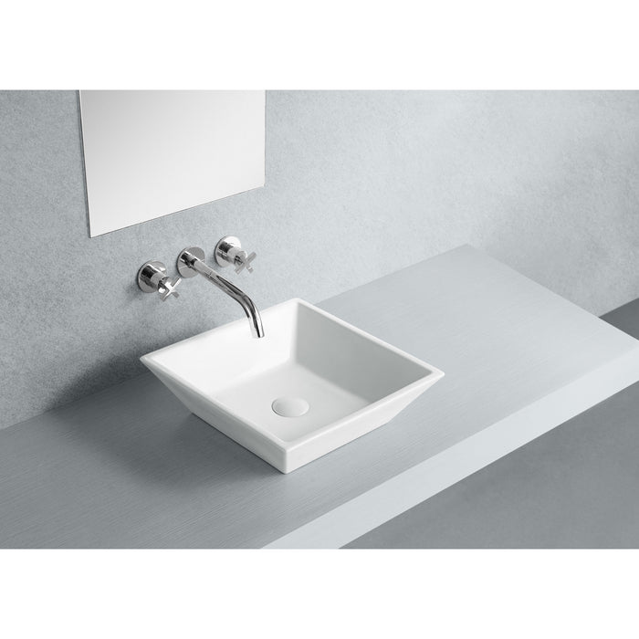 Artisan EV4256 16-9/16 Inch Ceramic Square Vessel Sink, White