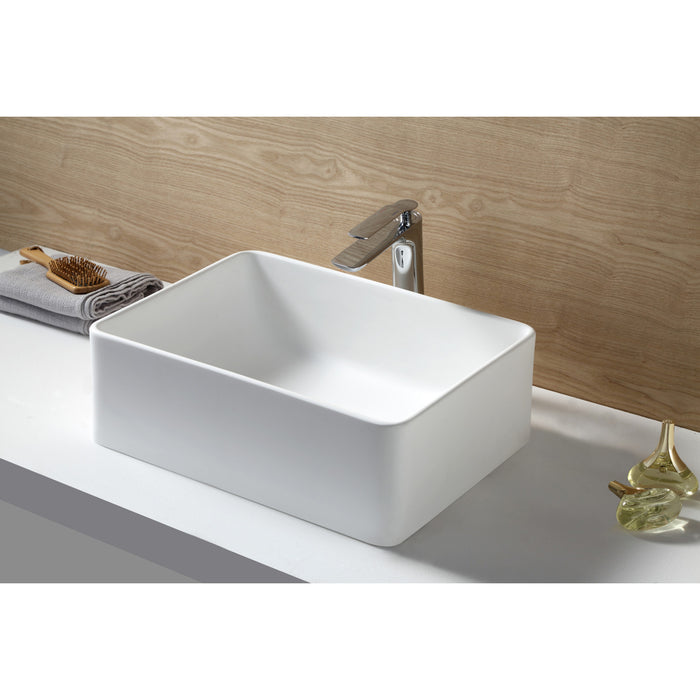 Arcticstone EVA20156 Solid Surface Rectangular Vessel Sink, Matte White