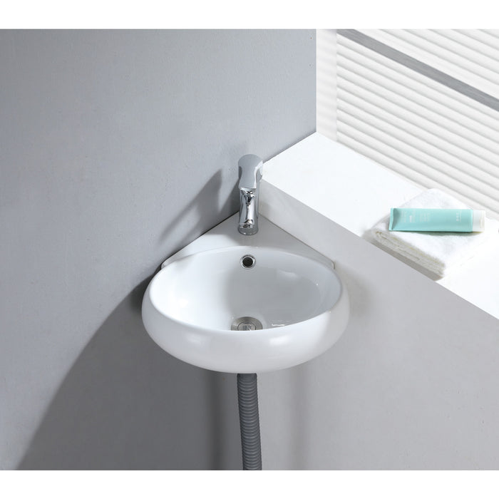 Minim EVC15154 Ceramic Corner Bathroom Sink, White