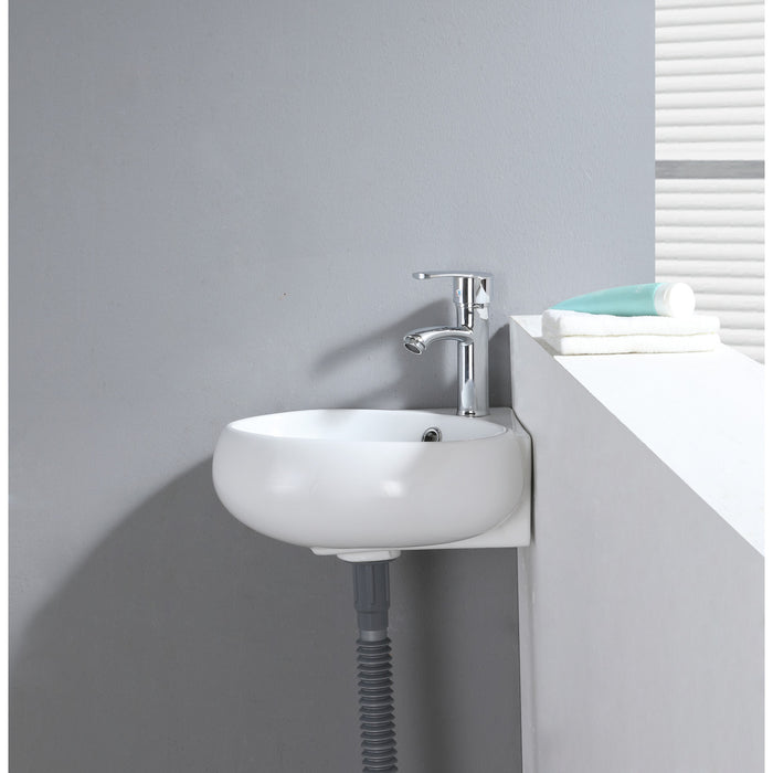 Minim EVC15154 Ceramic Corner Bathroom Sink, White