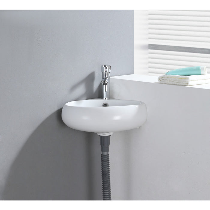 Minim EVC15154 Ceramic Corner Bathroom Sink, White