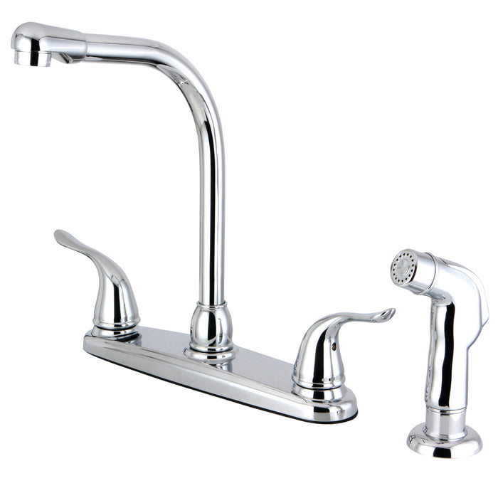 Yosemite FB2751YLSP Two-Handle 4-Hole 8" Centerset Kitchen Faucet with Side Sprayer, Polished Chrome