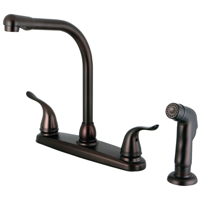 Yosemite FB2755YLSP Two-Handle 4-Hole 8" Centerset Kitchen Faucet with Side Sprayer, Oil Rubbed Bronze