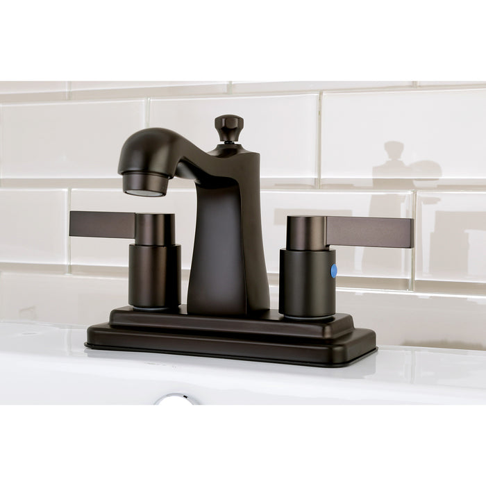 NuvoFusion FB4645NDL Double-Handle 3-Hole Deck Mount 4-Inch Centerset Bathroom Faucet with Pop-Up Drain, Oil Rubbed Bronze