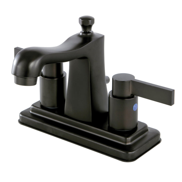 NuvoFusion FB4645NDL Double-Handle 3-Hole Deck Mount 4-Inch Centerset Bathroom Faucet with Pop-Up Drain, Oil Rubbed Bronze