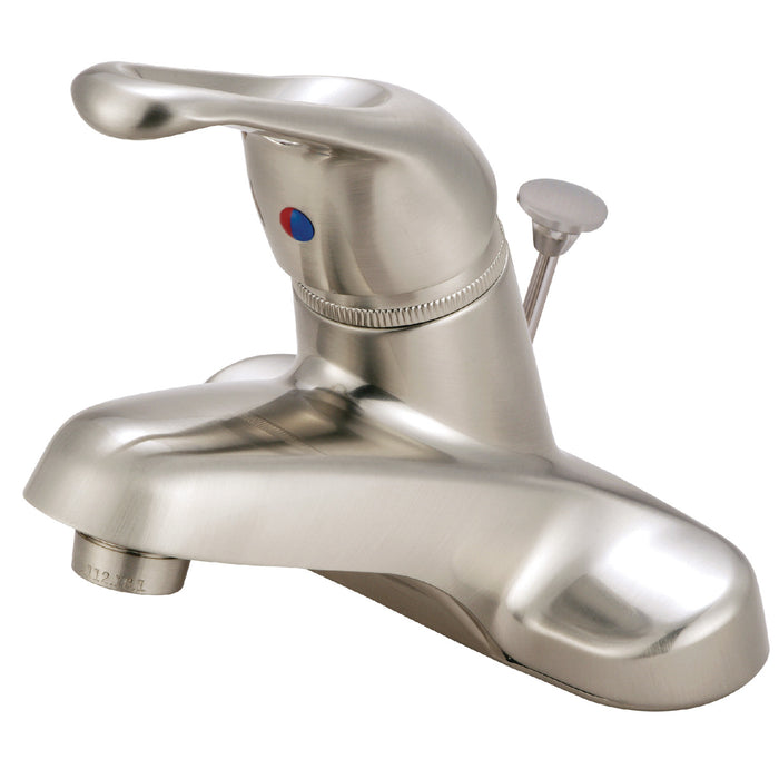 Wyndham FB518B Single-Handle 3-Hole Deck Mount 4-Inch Centerset Bathroom Faucet with Brass Pop-Up, Brushed Nickel