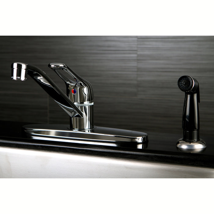 Wyndham FB562 One-Handle 4-Hole 8" Centerset Kitchen Faucet with Side Sprayer, Polished Chrome