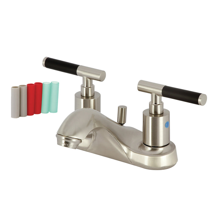 Kaiser FB5628CKL Double-Handle 3-Hole Deck Mount 4-Inch Centerset Bathroom Faucet with Pop-Up Drain, Brushed Nickel