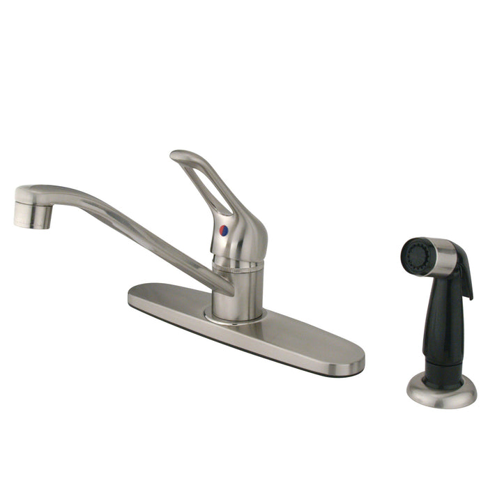 Wyndham FB562SN One-Handle 4-Hole 8" Centerset Kitchen Faucet with Side Sprayer, Brushed Nickel