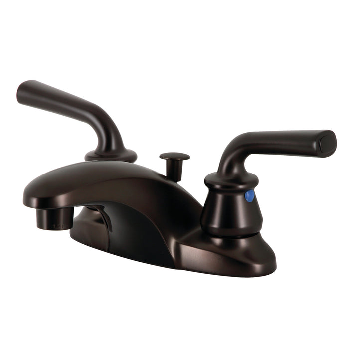 Restoration FB625RXL Two-Handle 3-Hole Deck Mount 4" Centerset Bathroom Faucet with Plastic Pop-Up, Oil Rubbed Bronze