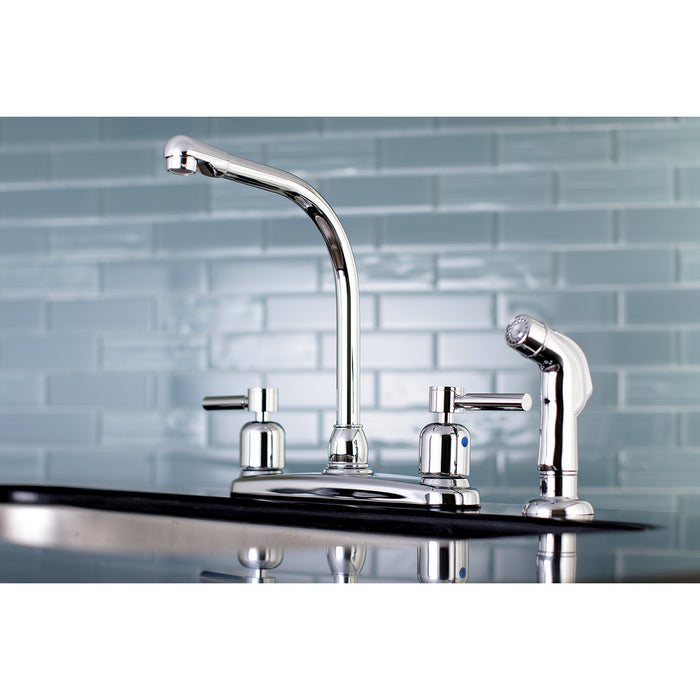 Concord FB751DLSP Two-Handle 4-Hole 8" Centerset Kitchen Faucet with Side Sprayer, Polished Chrome