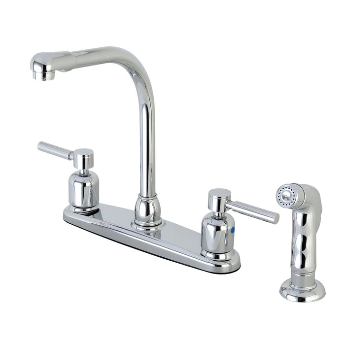 Concord FB751DLSP Two-Handle 4-Hole 8" Centerset Kitchen Faucet with Side Sprayer, Polished Chrome