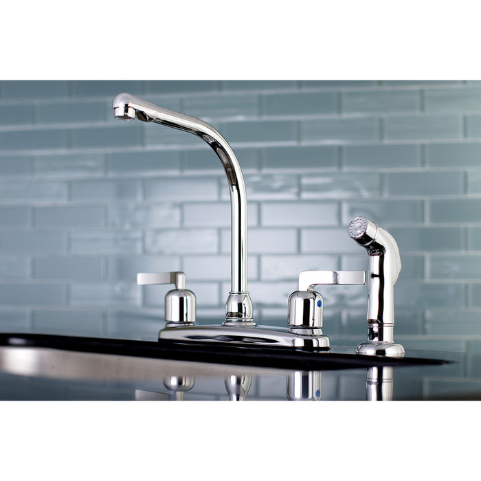 Centurion FB751EFLSP Two-Handle 4-Hole 8" Centerset Kitchen Faucet with Side Sprayer, Polished Chrome