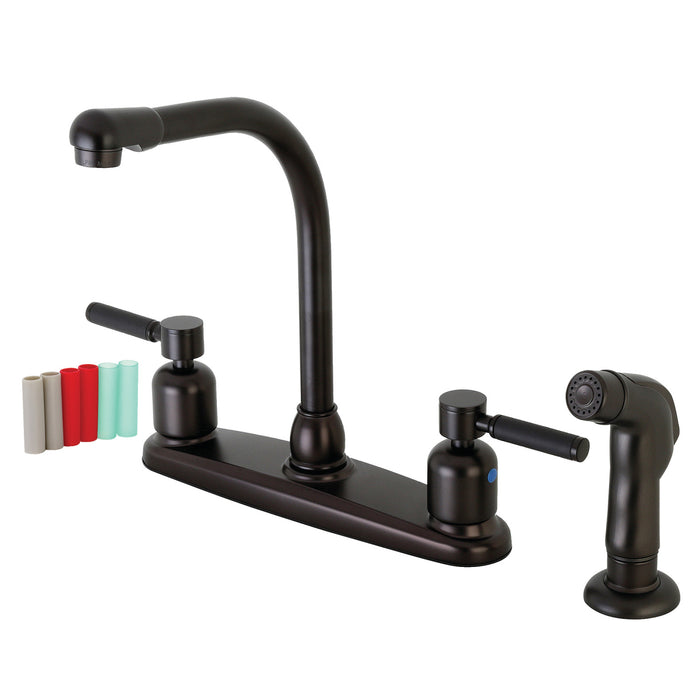 Kaiser FB755DKLSP Two-Handle 4-Hole 8" Centerset Kitchen Faucet with Side Sprayer, Oil Rubbed Bronze