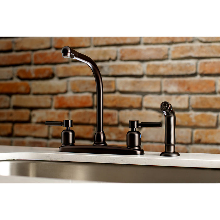 Concord FB755DLSP Two-Handle 4-Hole 8" Centerset Kitchen Faucet with Side Sprayer, Oil Rubbed Bronze