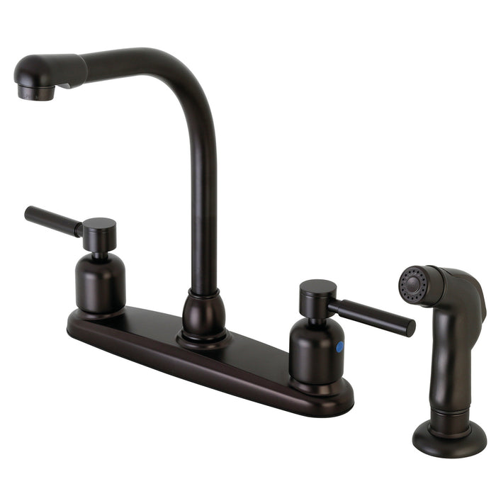 Concord FB755DLSP Two-Handle 4-Hole 8" Centerset Kitchen Faucet with Side Sprayer, Oil Rubbed Bronze