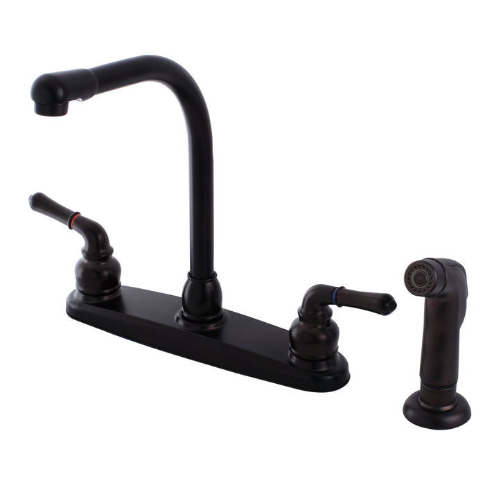 Americana FB755SP Two-Handle 4-Hole 8" Centerset Kitchen Faucet with Side Sprayer, Oil Rubbed Bronze